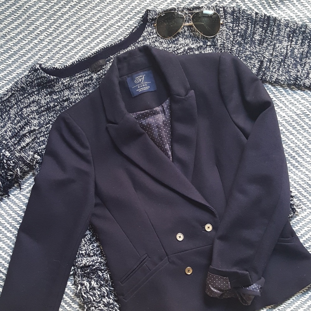 Zara Classic Navy Sailor Blazer